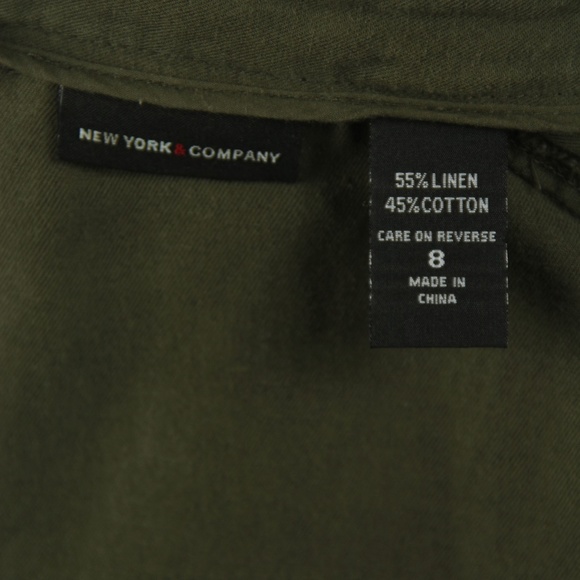 New York & Company Linen Blend Jacket Olive Green - Picture 8 of 8